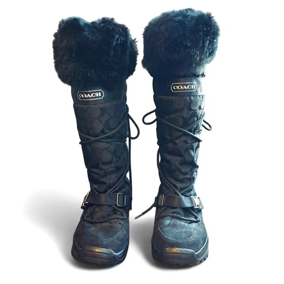 Coach ‘Solaris’ Monogram Fur Trim Snow Boot - Picture 2 of 11